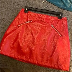 Red FashionNova mini skirt
